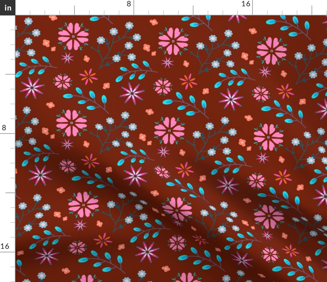 Cute Abstract Floral-Rusty color