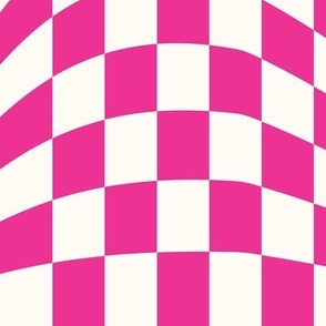 Hot Pink Wavy Checkerboard