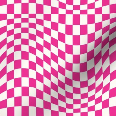 Small Hot Pink Wavy Checkerboard