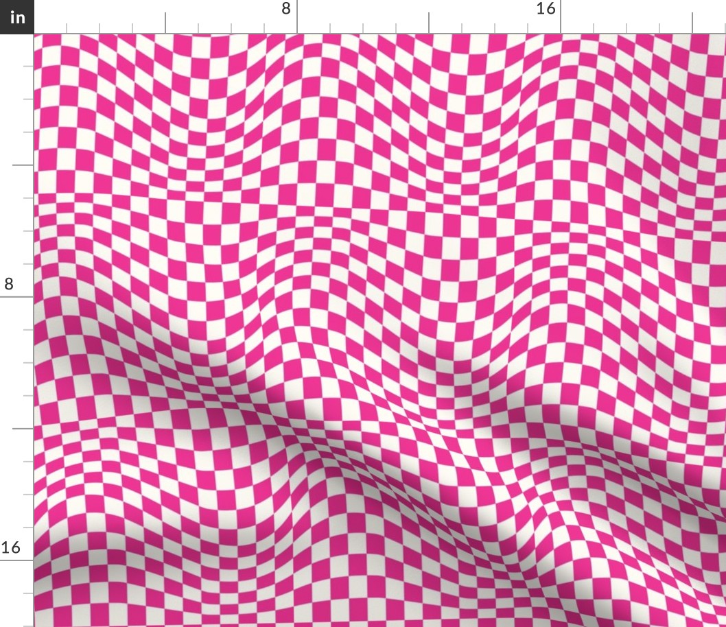 Small Hot Pink Wavy Checkerboard