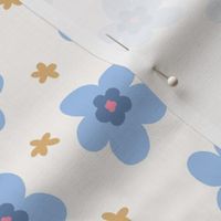 Blue Bobbie floral  cream background