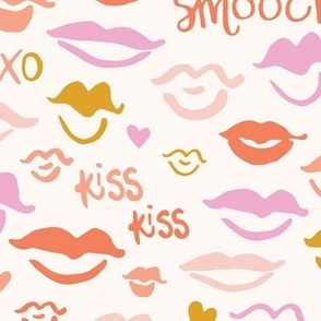 Smooch - kissy lips in pink and yellow