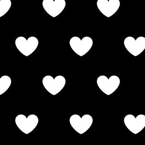 Hearts- Polka Dot Heart- I Love You- Valentines Day- White Hearts on Black Background- Lovecore Aesthetic- Large