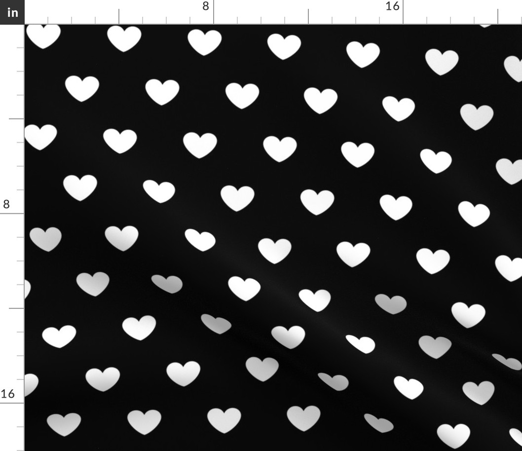 Hearts- Polka Dot Heart- I Love You- Valentines Day- White Hearts on Black Background- Lovecore Aesthetic- Large
