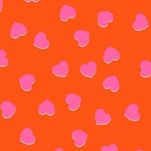 Mod Pink Hearts Toss (coral red) medium 