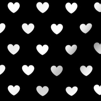Hearts- Polka Dot Heart- I Love You- Valentines Day- White Hearts on Black Background- Lovecore Aesthetic- Medium