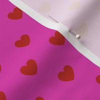 Hearts- Polka Dot Heart- I Love You- Valentines Day- Poppy Red Hearts on Magenta Bright Pink Background- Lovecore Aesthetic- Small