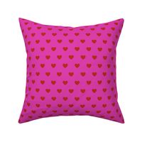 Hearts- Polka Dot Heart- I Love You- Valentines Day- Poppy Red Hearts on Magenta Bright Pink Background- Lovecore Aesthetic- Small