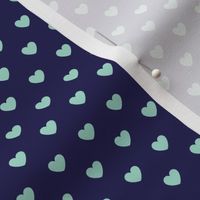 Hearts- Polka Dot Heart- I Love You- Valentines Day- Mint Green Hearts on Navy Blue Background- Lovecore Aesthetic- sMini
