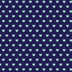 Hearts- Polka Dot Heart- I Love You- Valentines Day- Mint Green Hearts on Navy Blue Background- Lovecore Aesthetic- sMini