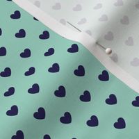 Hearts- Polka Dot Heart- I Love You- Valentines Day- Navy Blue Hearts on Mint Green Background- Lovecore Aesthetic- sMini