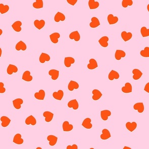 Mod Red Hearts Toss (light pink) large