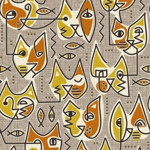 Abstracticats (Grey Yellow Orange) - Medium