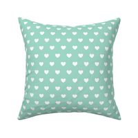 Hearts- Polka Dot Heart- I Love You- Valentines Day- White Hearts on Mint Green Background- Lovecore Aesthetic- Small