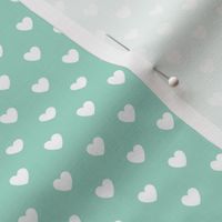 Hearts- Polka Dot Heart- I Love You- Valentines Day- White Hearts on Mint Green Background- Lovecore Aesthetic- sMini