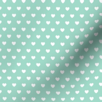 Hearts- Polka Dot Heart- I Love You- Valentines Day- White Hearts on Mint Green Background- Lovecore Aesthetic- sMini