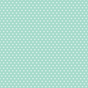 Hearts- Polka Dot Heart- I Love You- Valentines Day- White Hearts on Mint Green Background- Lovecore Aesthetic- sMini