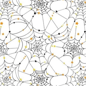 Spiderwebs with confetti stars