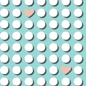 Pop Art Dots and Hearts 12x16 Light Turqnoise Medium Scale