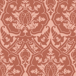 Gothic Revival damask 73, coral pink, 24W