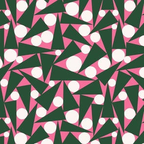 Tree & Ornament Toss Geometric | Bright Pink + Green
