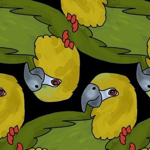 Topsy Turvy Parrots in Yellow and Green