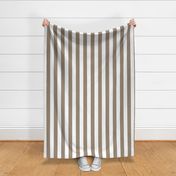 Classic 2 Inch Mushroom and White Modern Cabana Upholstery Stripes