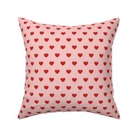 Hearts- Polka Dot Heart- I Love You- Valentines Day- Poppy Red Hearts on Cotton Candy Pink Background- Lovecore Aesthetic- Small
