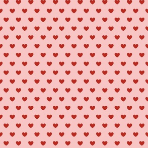 Hearts- Polka Dot Heart- I Love You- Valentines Day- Poppy Red Hearts on Cotton Candy Pink Background- Lovecore Aesthetic- Small