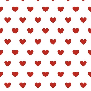 Hearts- Polka Dot Heart- I Love You- Valentines Day- Poppy Red Hearts on White Background- Lovecore Aesthetic- Large