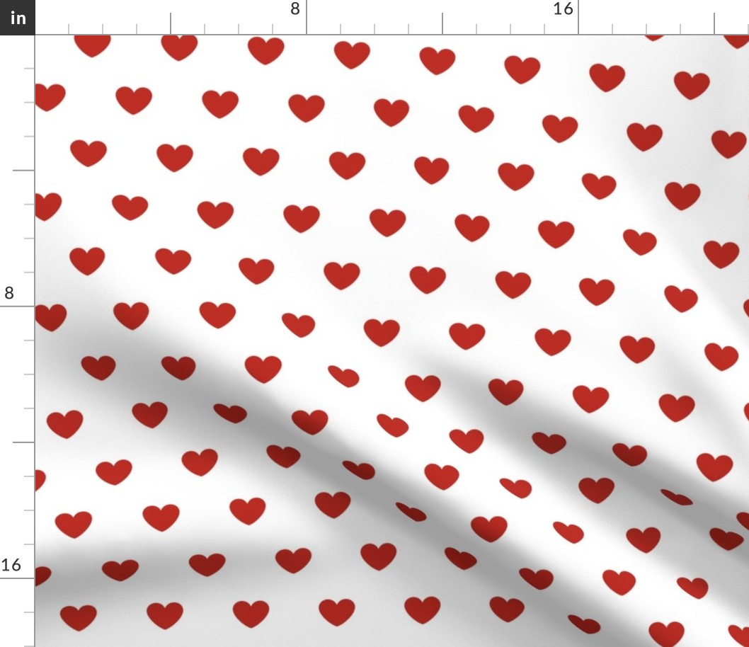 Hearts- Polka Dot Heart- I Love You- Valentines Day- Poppy Red Hearts on White Background- Lovecore Aesthetic- Medium