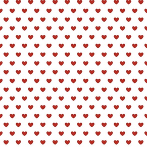 Hearts- Polka Dot Heart- I Love You- Valentines Day- Poppy Red Hearts on White Background- Lovecore Aesthetic- Small