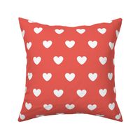 Hearts- Polka Dot Heart- I Love You- Valentines Day- White Hearts on Coral Background- Lovecore Aesthetic- Large