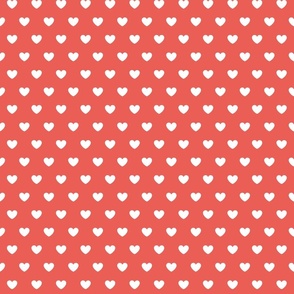 Hearts- Polka Dot Heart- I Love You- Valentines Day- White Hearts on Coral Background- Lovecore Aesthetic- Small