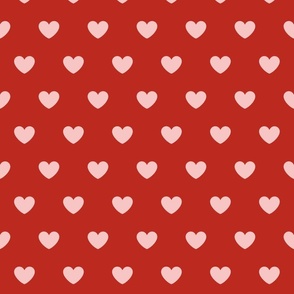 Hearts- Polka Dot Heart- I Love You- Valentines Day- Bubble Gum Pink Hearts on Poppy Red Background- Lovecore Aesthetic- Large