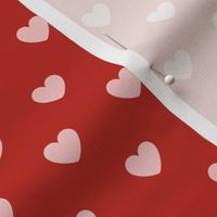 Hearts- Polka Dot Heart- I Love You- Valentines Day- Bubble Gum Pink Hearts on Poppy Red Background- Lovecore Aesthetic- Small