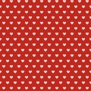Hearts- Polka Dot Heart- I Love You- Valentines Day- Bubble Gum Pink Hearts on Poppy Red Background- Lovecore Aesthetic- Small