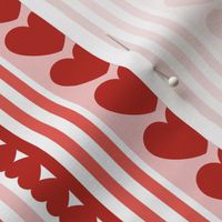 Hearts- Stripes with Hearts- I Love You- Valentines Day- Poppy Red- Coral- Bubble Gum Pink- Lovecore Aesthetic- sMini