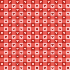 Hearts- Checked Hearts- I Love You- Valentines Day- Poppy Red- Coral- Bubble Gum Pink- Lovecore Aesthetic- sMini