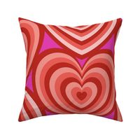 Hearts- Concentric Hearts- I Love You- Valentines Day- Poppy Red- Coral- Salmon- Flamingo Heart- Bright Pink- Magenta Background- Lovecore Aesthetic- Extra Large
