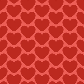 Hearts- I Love You- Valentines Day- Poppy Red Heart- Coral Background- Lovecore Aesthetic- Medium
