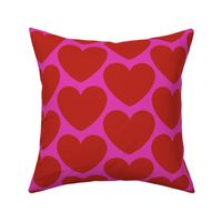 Hearts- I Love You- Valentines Day- Poppy Red Heart- Magenta- Bright Pink Background- Lovecore Aesthetic- Large