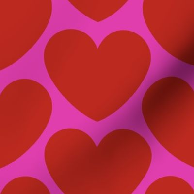 Hearts- I Love You- Valentines Day- Poppy Red Heart- Magenta- Bright Pink Background- Lovecore Aesthetic- Large