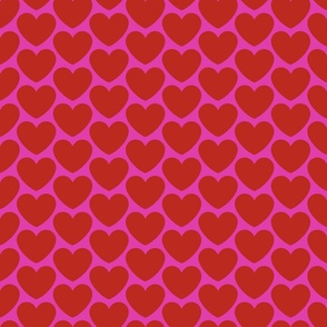 Hearts- I Love You- Valentines Day- Poppy Red Heart- Magenta- Bright Pink Background- Lovecore Aesthetic- Small