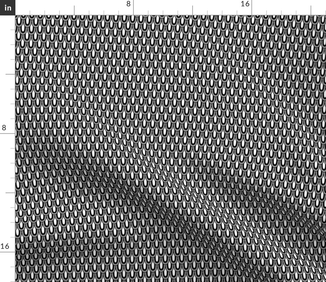 Mermaid scales in Gray, Black and White Fabric | Spoonflower