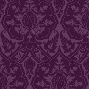 Gothic Revival damask 73, aubergine, 24W