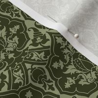 Gothic Revival damask 73, olive green, 6W