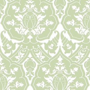 Gothic Revival damask 73, spring green, 24W