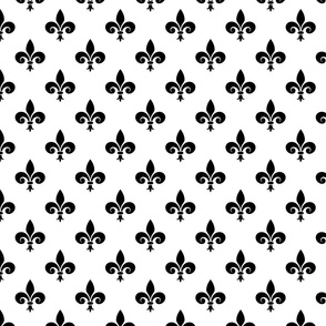 Black French Fleur de Lis on White