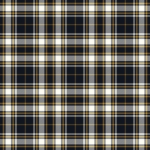 Tartan Plaid - Graphite (near black) with natural ivory and mustard gold